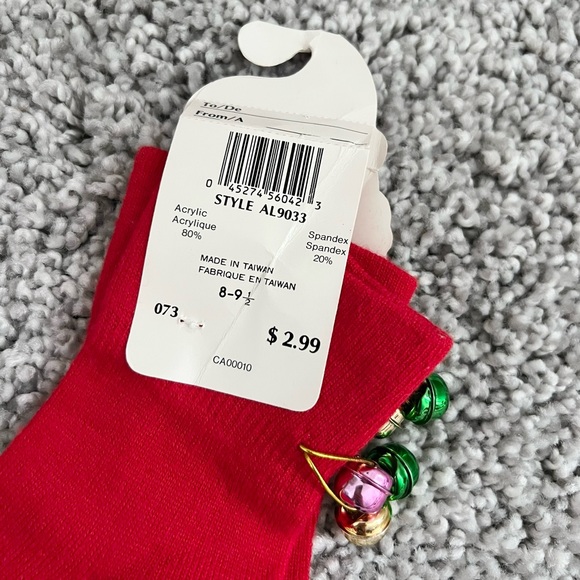 Vintage Ankle Youth Womens Christmas Socks Bells Red Eatons NEW OLD STOCK - Picture 4 of 6